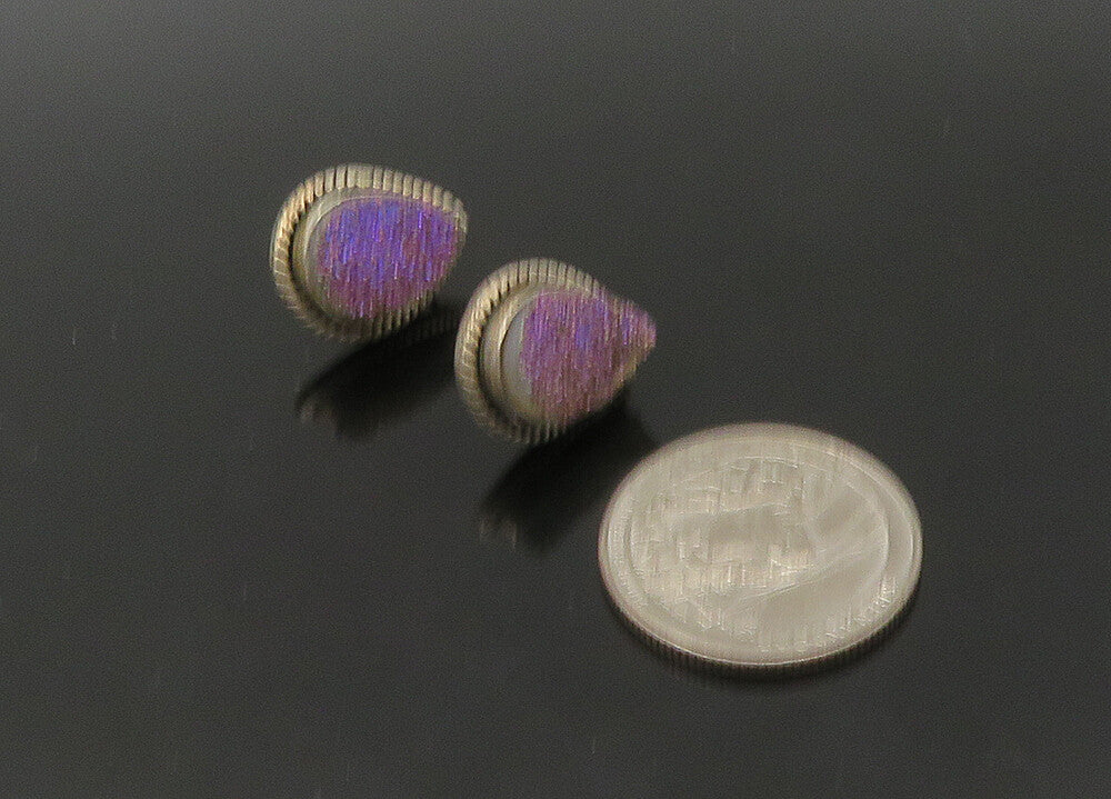 NICKY BUTLER 925 Silver  Vintage Purple Druzy Stone Drop Earrings  EG11166
