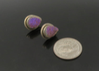 NICKY BUTLER 925 Silver  Vintage Purple Druzy Stone Drop Earrings  EG11166