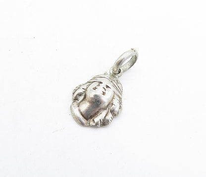 925 Sterling Silver  Vintage Petite Person Wearing Hat Drop Pendant  PT4382