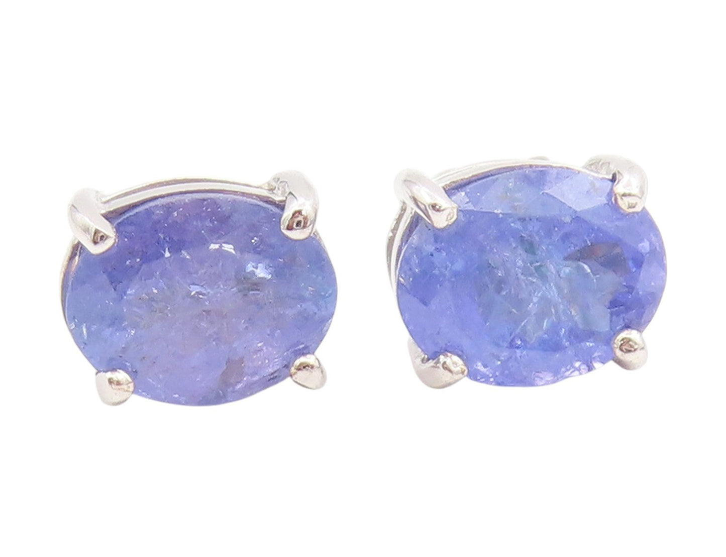 925 Sterling Silver Vintage Earrings Minimalist Oval Cut Tanzanite Studs EG13823
