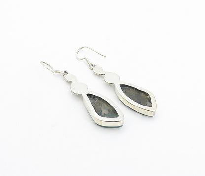 925 Sterling Silver  Vintage Quartz Shiny Spiral Swirl Drop Earrings  EG3628