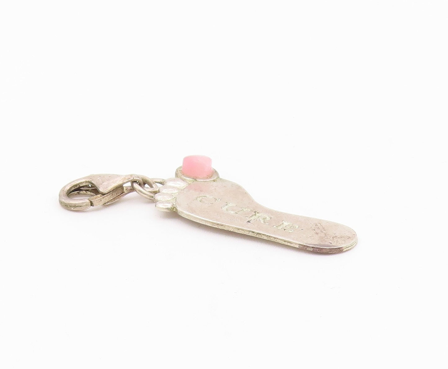 925 Sterling Silver  Vintage Mini Foot CURE Charm Pendant  PT22094