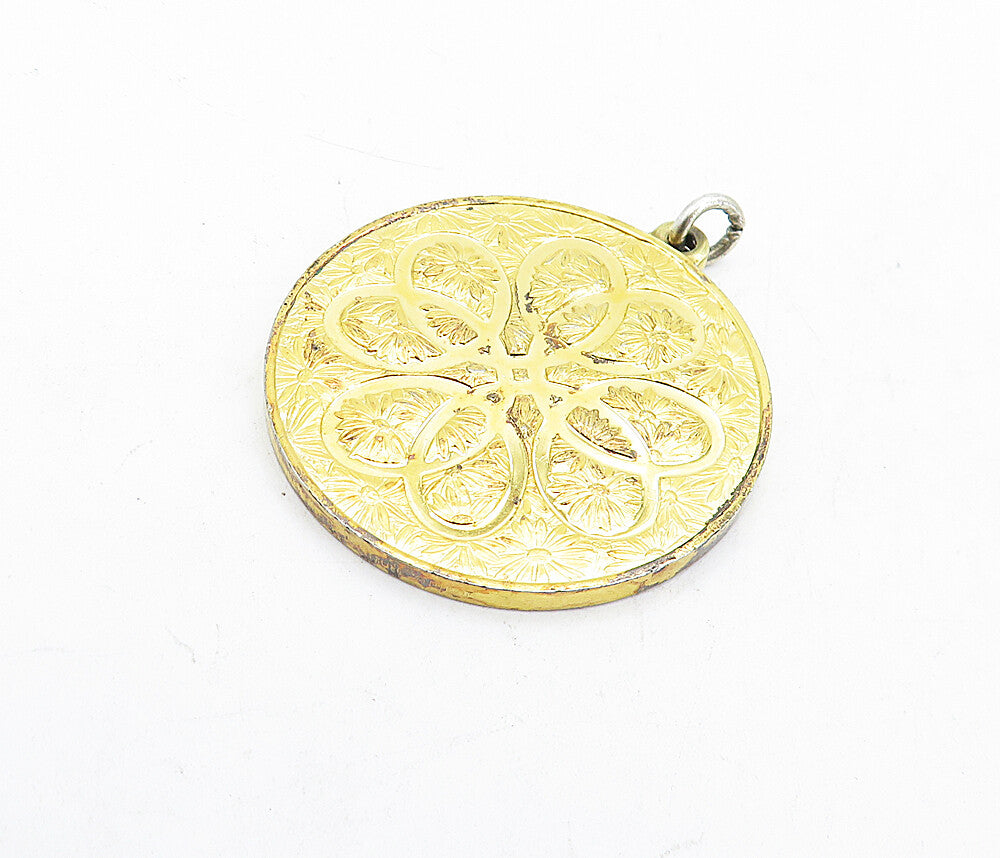 925 Sterling Silver Vintage Gold Plated True Love Knot Quote Pendant PT3758