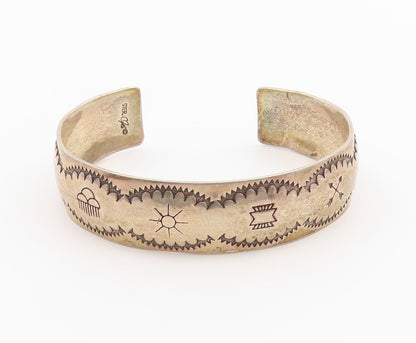 925 Sterling Silver Vintage Bracelet NAVAJO Engraved Storyteller Cuff  BT12148