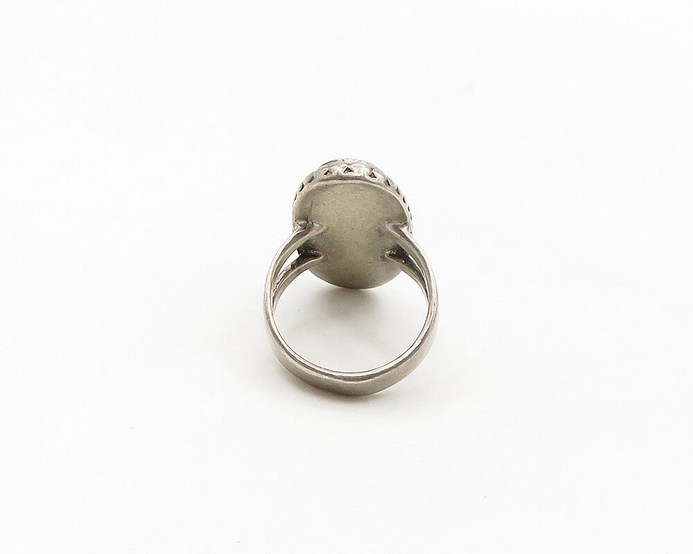 NAVAJO 925 Silver Vintage Mother Of Pearl & Multi Stone Ring Sz 6.5 RG17694
