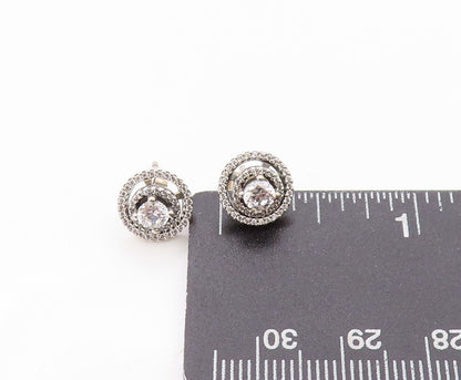 925 Sterling Silver Vintage Earrings PANDORA Topaz Halo Rings Studs EG13534