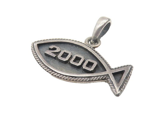 925 Sterling Silver  Petite Oxidized Football 2000 Sports Drop Pendant  PT9029