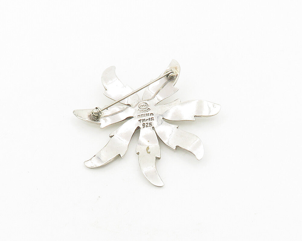 MIGUEL MELENDEZ MEXICO 925 Silver  Vintage Shiny Flower Brooch Pin  BP7409