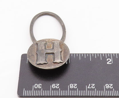 925 Sterling Silver Vintage Key Chain MEXICO Dark Tone H Monogram Ring  TR3950