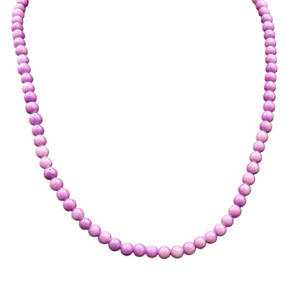 925 Sterling Silver  Vintage Genuine Charoite Beads Necklace  NE3874