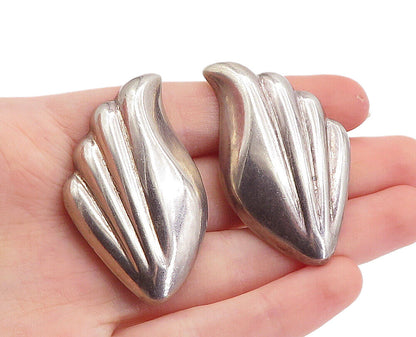 MEXICO 925 Sterling Silver  Vintage Hollow Fluted Non Pierce Earrings  EG2807