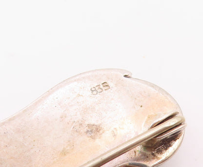 EUROPEAN 925 Sterling Silver  Vintage Ribbed Chef's Hat Brooch Pin  BP9455