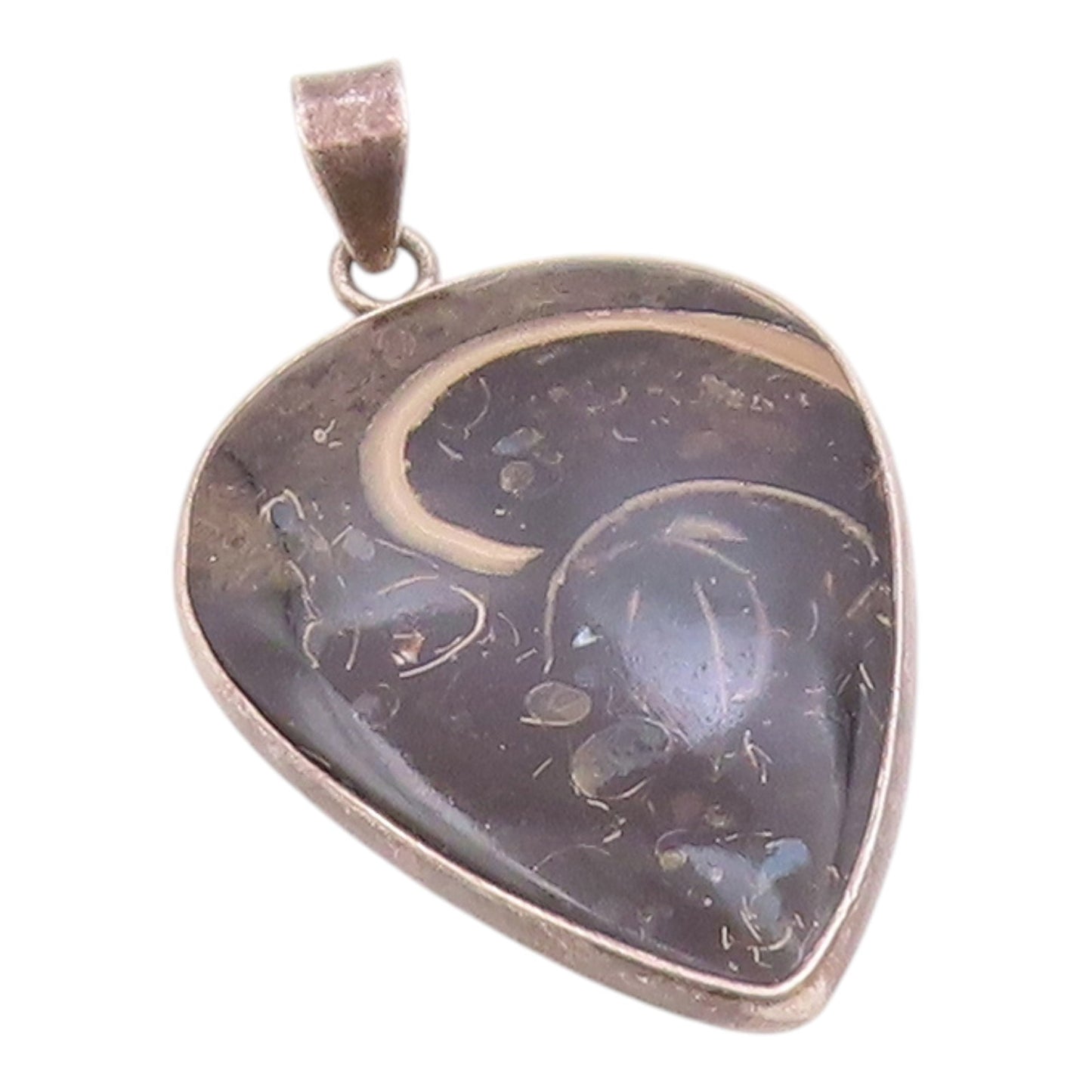 925 Sterling Silver   Vintage Smooth Black Jasper Tear Drop Pendant  PT15573