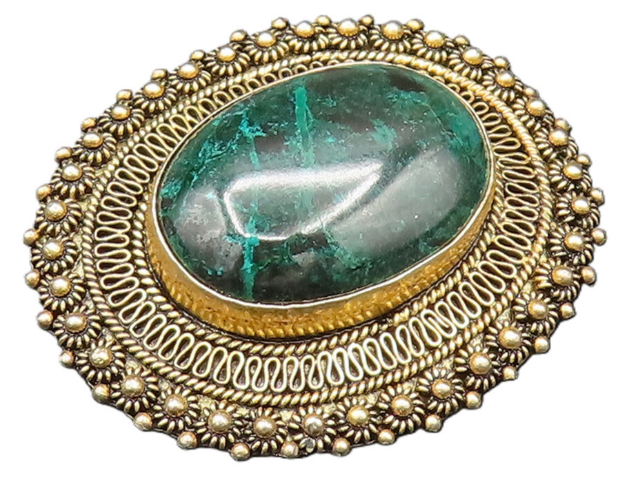 ISRAEL 925 Sterling Silver Vintage Oval Eilat Beads & Wire Brooch Pin  BP9809