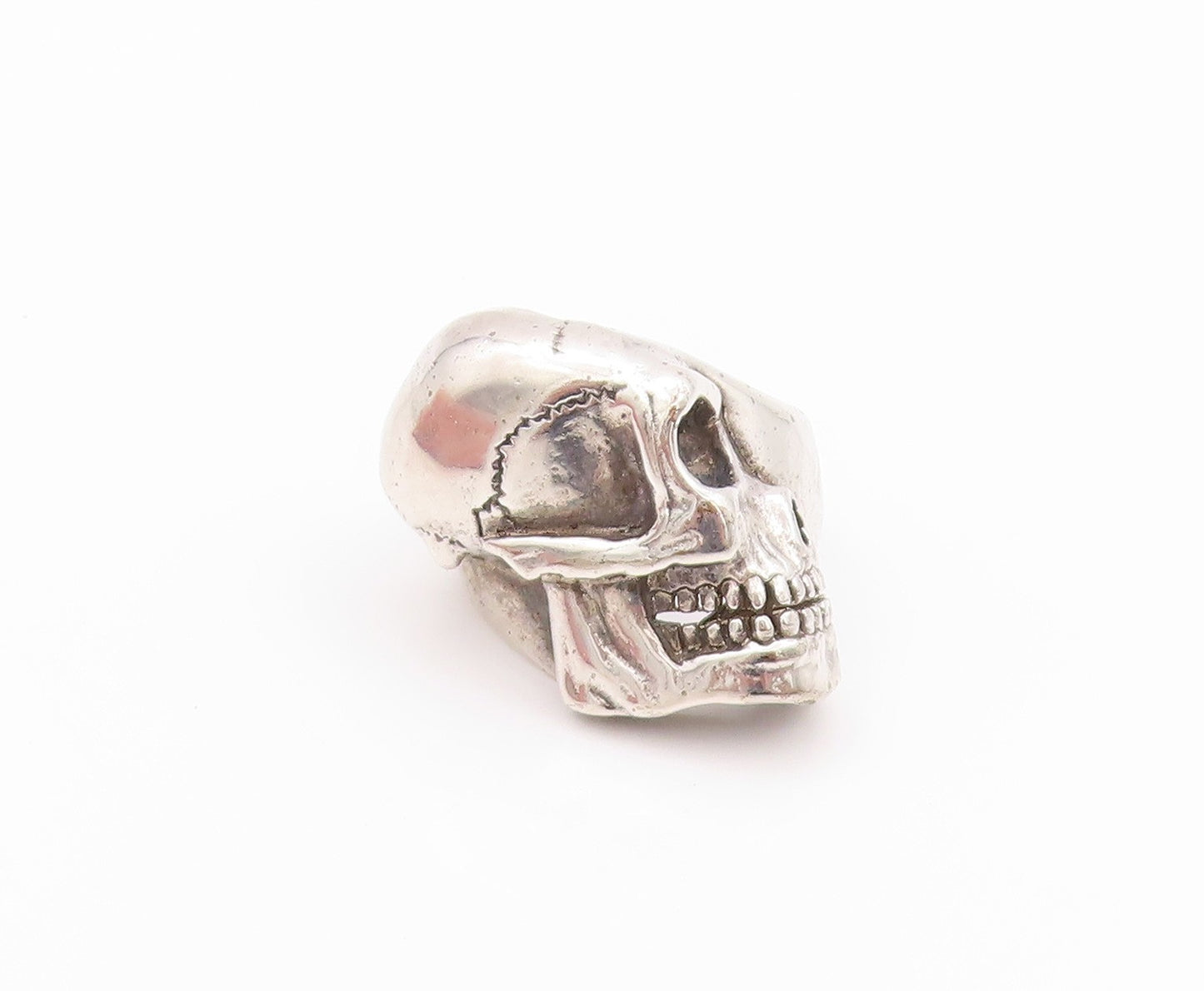 925 Sterling Silver Vintage Ring G&S Solid Carved Biker Skull  SZ 8.5  RG32223