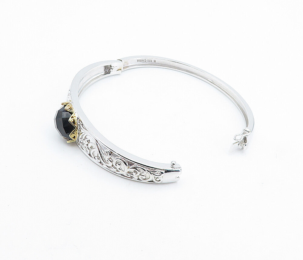 ROSS SIMON 925 Silver   Smoky Topaz Baroque Swirl Bangle Bracelet  BT3251