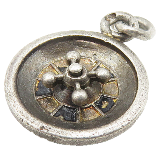 925 Sterling Silver  Vintage Oxidized Petite Ship's Wheel Pendant  PT8946
