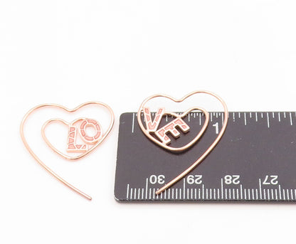 925 Sterling Silver Vintage Earrings Rose Gold Plated Love Heart Strings EG13763
