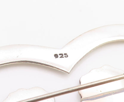 925 Sterling Silver Vintage Brooch Happy Couple Holding Hands Love Pin  BP11989