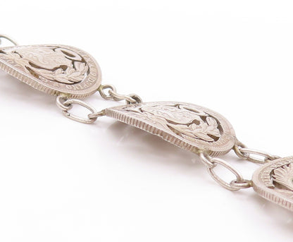 925 Sterling Silver Vintage Bracelet Antique Royal Peruana Coins   BT11264