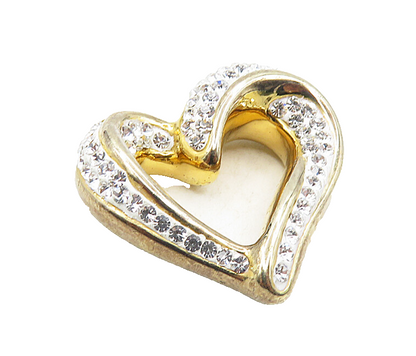925 Sterling Silver  Cubic Zirconia Gold Plated Love Heart Pendant  PT6629