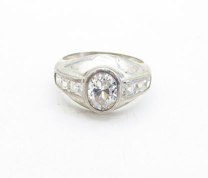 925 Sterling Silver  Vintage Sparkling Cubic Zirconia Band Ring Sz 7.5  RG5035