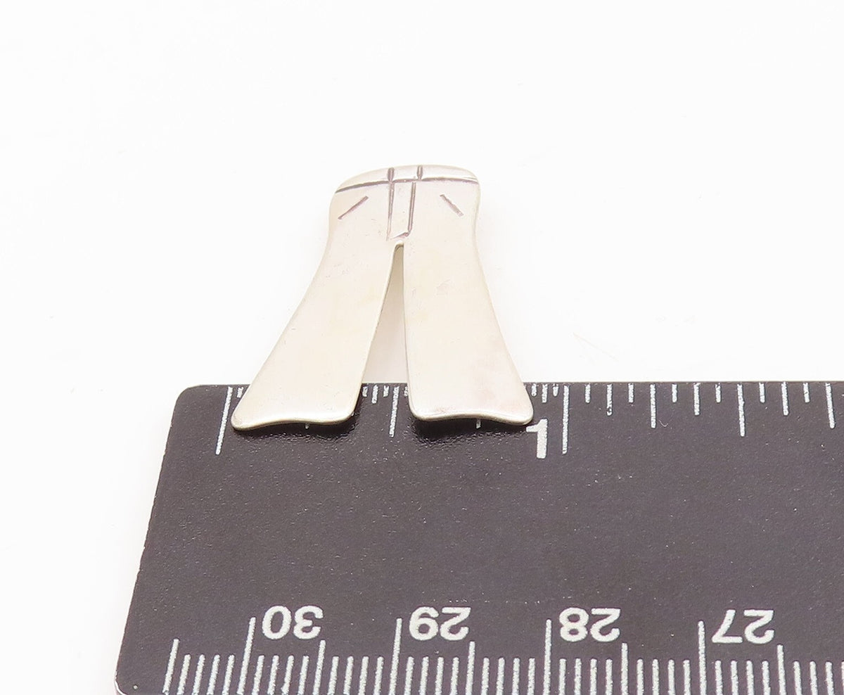 925 Sterling Silver Vintage Pendant Solid Carved Pants PT23478