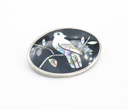 MEXICO 925 Sterling Silver  Vintage Abalone Perched Bird Brooch Pin  BP1796