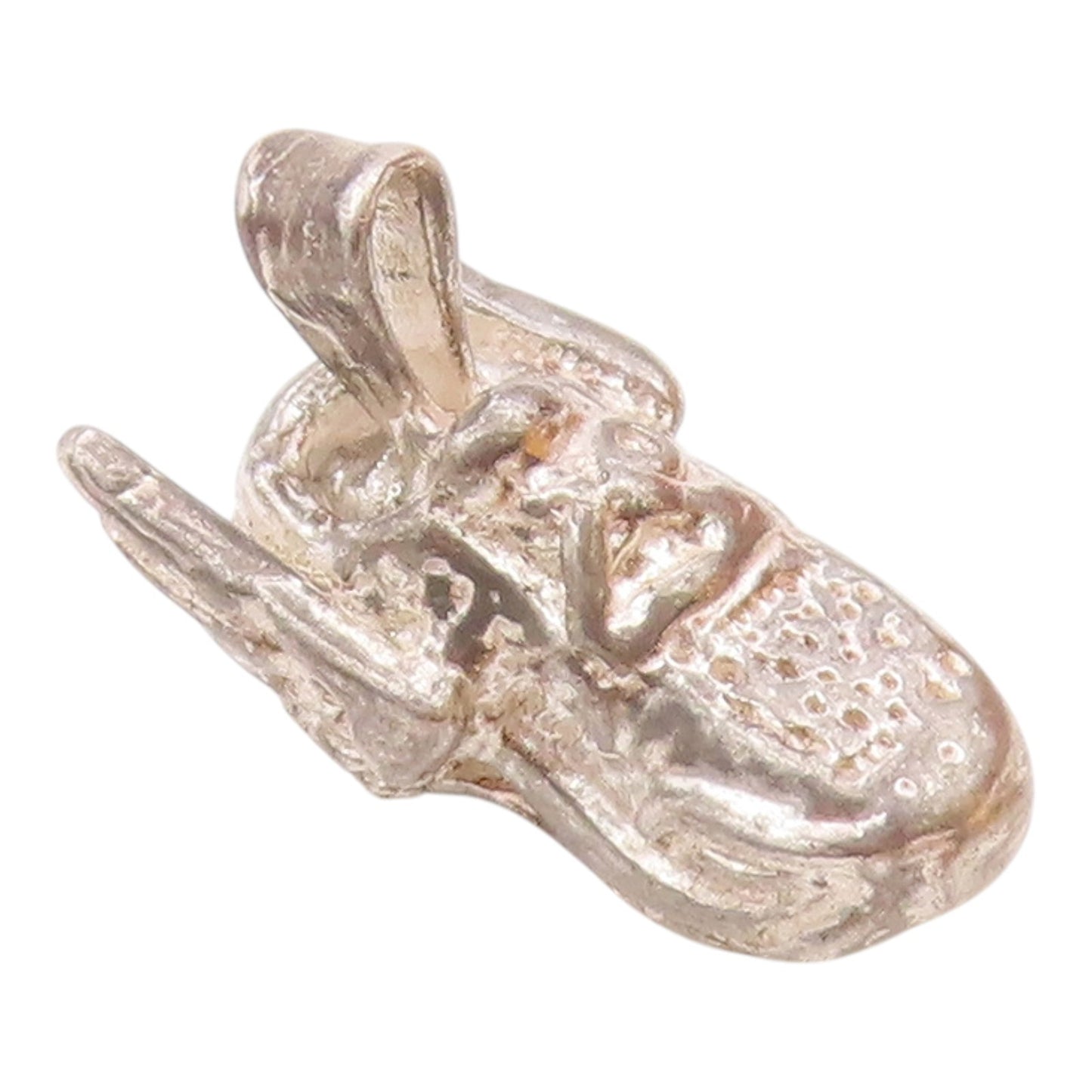 925 Sterling Silver  Vintage Shiny Winged Sneaker Shoe Pendant  PT15211