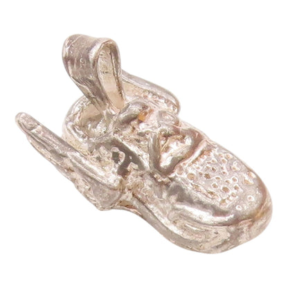 925 Sterling Silver  Vintage Shiny Winged Sneaker Shoe Pendant  PT15211