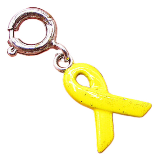 925 Sterling Silver  Vintage Yellow Enamel Ribbon Charm Pendant  PT1752