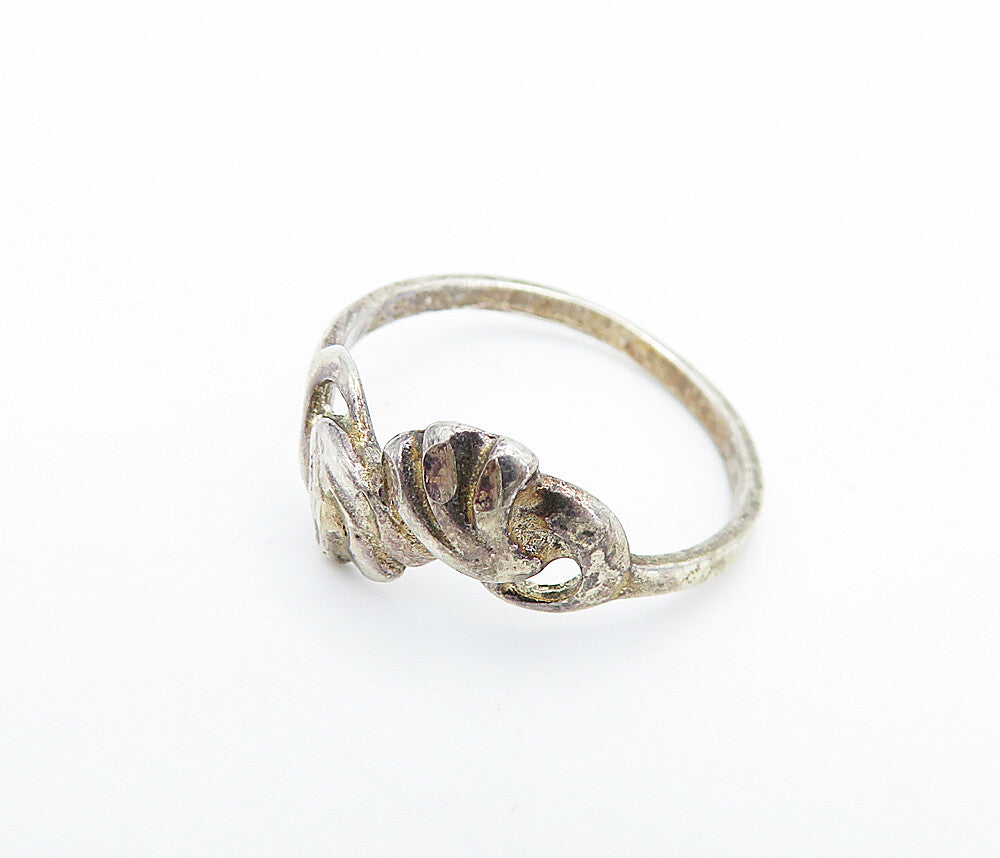 925 Sterling Silver  Vintage Dark Tone Floral Bypass Band Ring Sz 6  RG7127