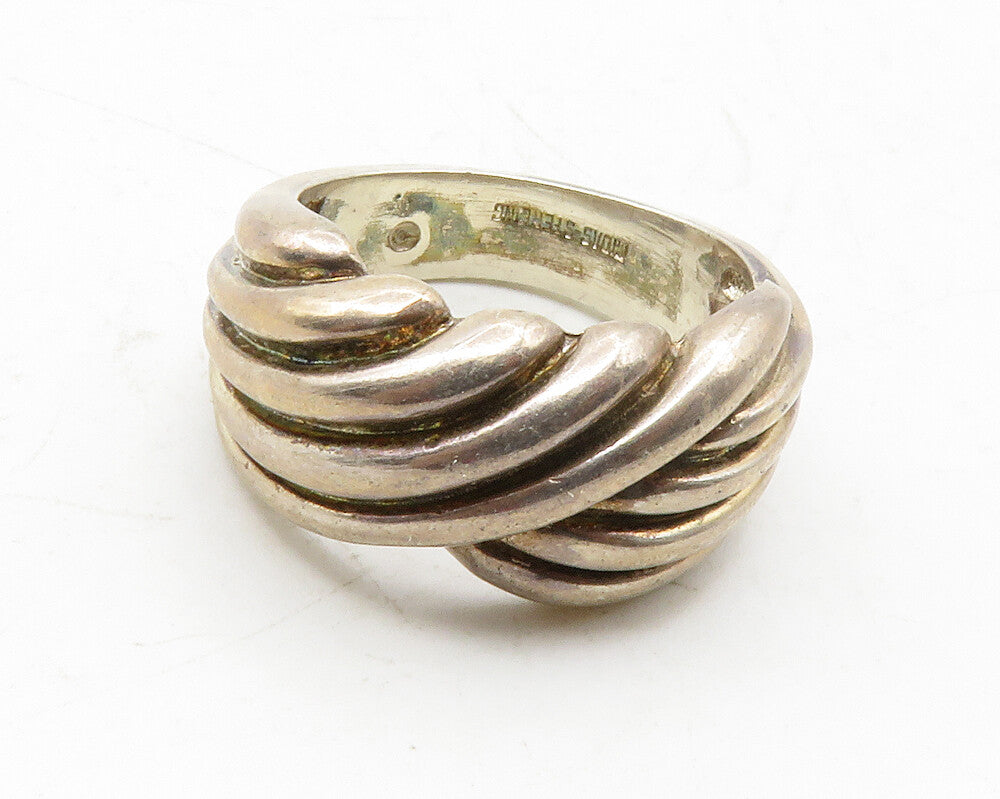 MIDAS 925 Sterling Silver  Vintage Dark Tone Fluted Band Ring Sz 6  RG13162