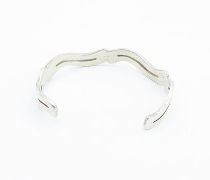 CME 925 Sterling Silver  Vintage Shiny Cutout Design Cuff Bracelet  BT3359