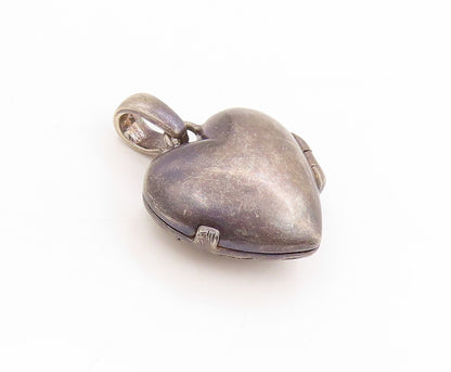 925 Sterling Silver Vintage Pendant Engraved Love Heart Locket OPENS  PT25118