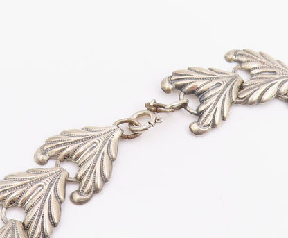 925 Sterling Silver Vintage Necklace DANECRAFT Etched Leaf Motif Collar  NE4761