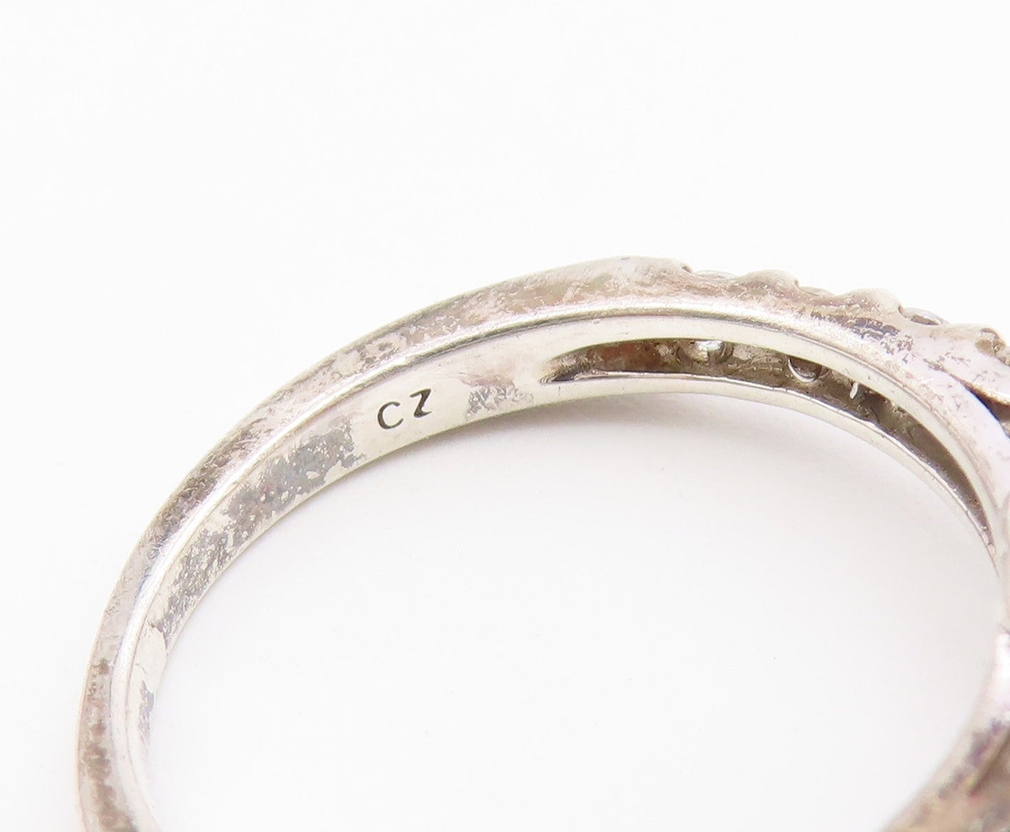 925 Sterling Silver Vintage Ring Elegant CZ Pave Statement Band  Sz 6  RG36933