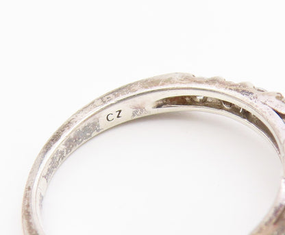925 Sterling Silver Vintage Ring Elegant CZ Pave Statement Band  Sz 6  RG36933