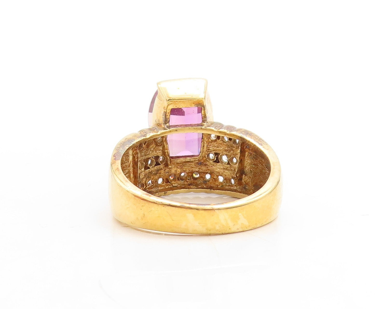925 Sterling Silver Vintage Ring DAVID SIGAL  Gold Plated Topaz  Sz 10  RG31362
