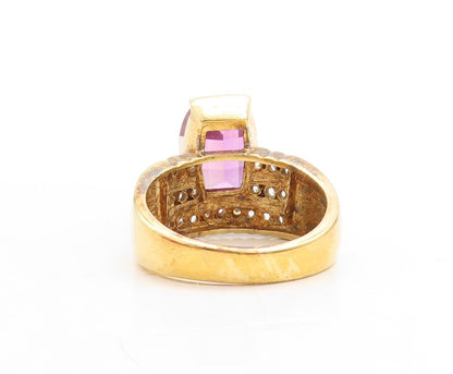 925 Sterling Silver Vintage Ring DAVID SIGAL  Gold Plated Topaz  Sz 10  RG31362