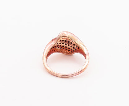 925 Sterling Silver Vintage Ring Rose Gold Plated Spinel & Red CZ Sz 7.5 RG29631