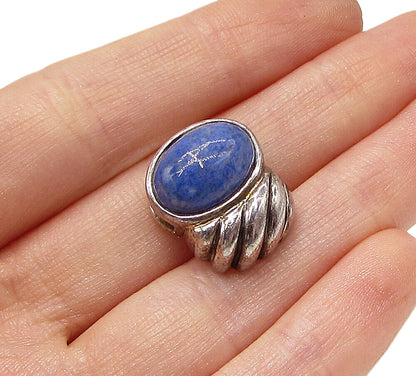 925 Sterling Silver  Vintage Bezel Set Sodalite Slider Pendant  PT2324