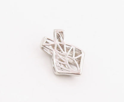 925 Sterling Silver Vintage Pendant Genuine Diamonds Intertwined Charm  PT25857