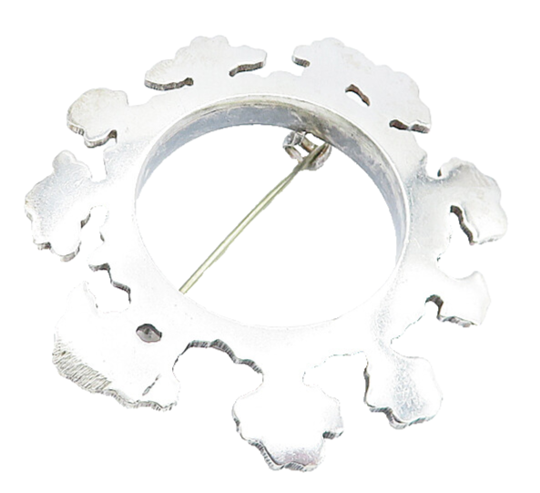 ENGLAND 925 Sterling Silver  Vintage Shiny Open Circle Brooch Pin  BP2938