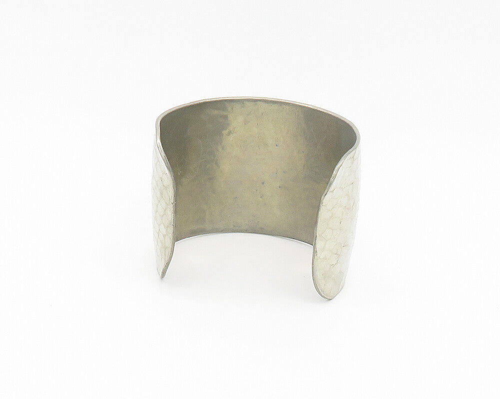 DESIGNER 925 Sterling Silver  Vintage Shiny Hammered Cuff Bracelet  BT7912