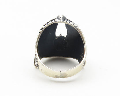 925 Sterling Silver  Vintage Skull With Wings Band Ring Sz 10.5  RG11245