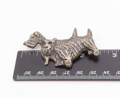925 Sterling Silver Vintage Brooch Etched Scottish Terrier Dog Figurine  BP12158