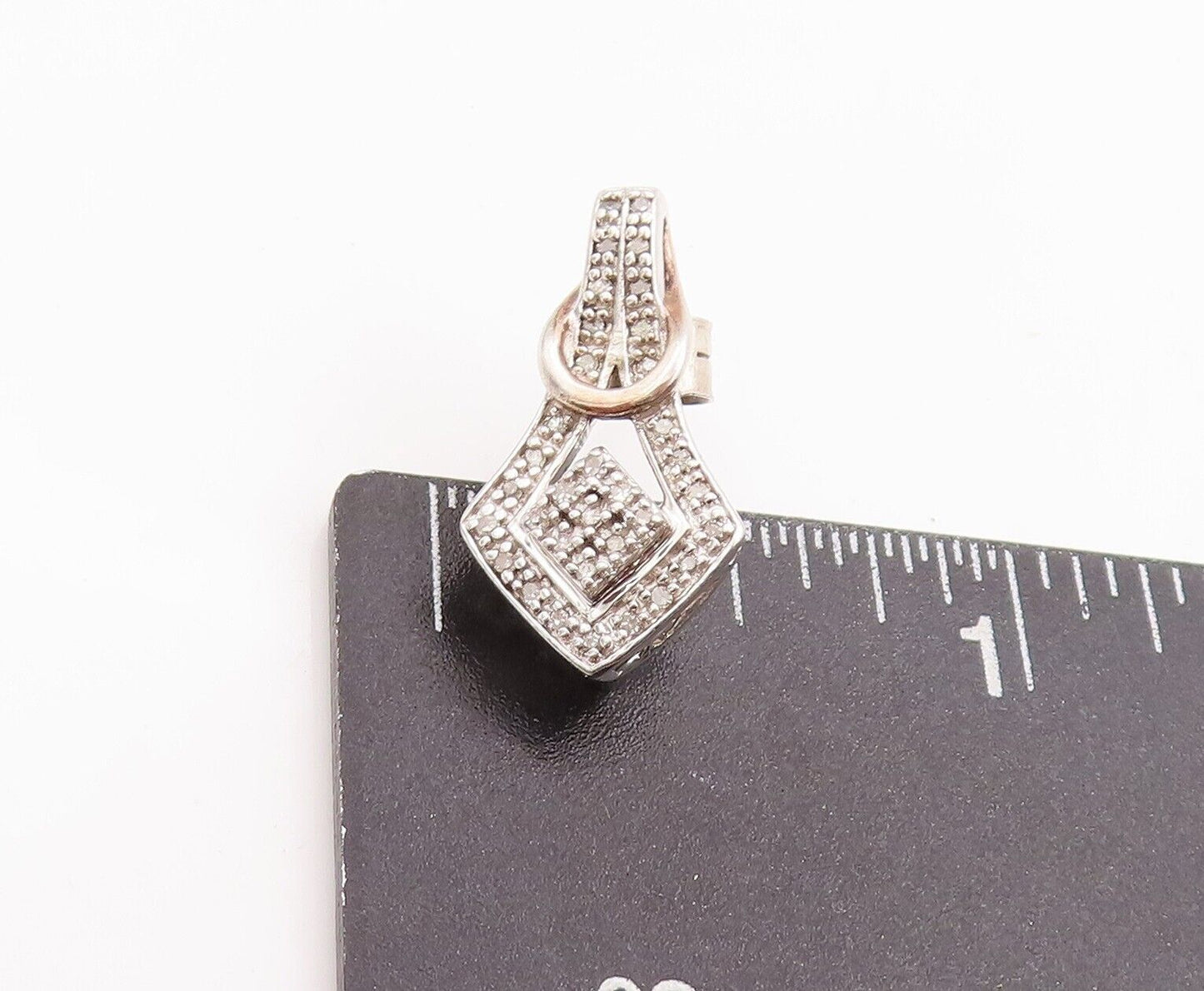 925 Sterling Silver Vintage Earrings Solid Design Cutout Diamonds Inlay  EG13059