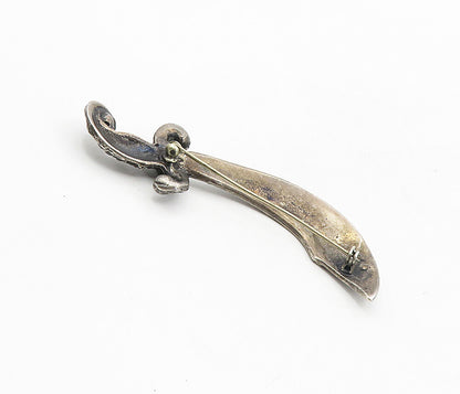 925 Sterling Silver  Vintage Dark Tone Dagger Sword Motif Brooch Pin  BP3243