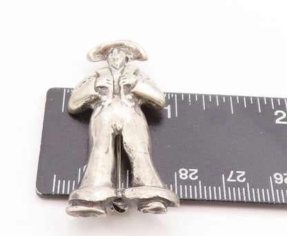 925 Sterling Silver Vintage Brooch Solid Country's Pride Farmer Pin  BP11886